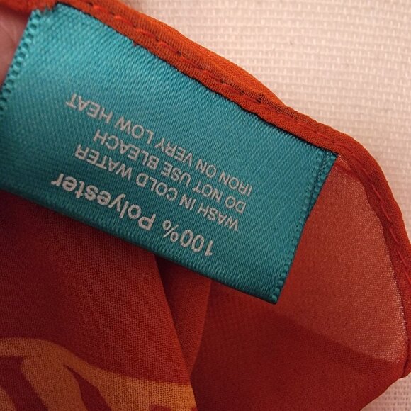 Effy Hematian Women's Scarf Orange Logo Animal Print  Sheer Rectangular 68X27" - Picture 4 of 5